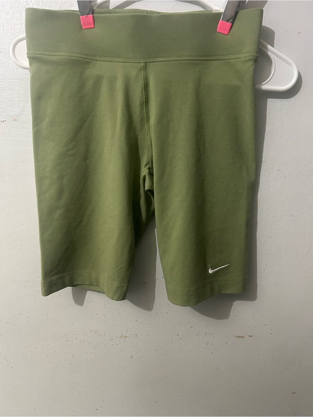 Nike Olive Green Bike Shorts with White Swoosh